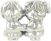 Quiges - 925 - Zilveren - Bedels -Sterling zilver - Beads - Kussende Jongen en Meisje Liefde Kraal Charm - Geschikt – voor - alle bekende merken - Armband Z553