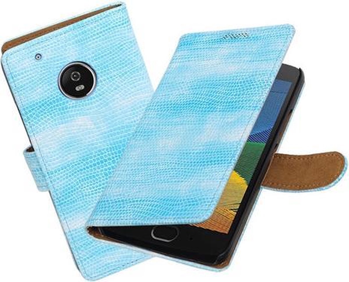 BestCases.nl Motorola Moto G5 Plus Mini Slang Effen booktype hoesje Turquoise