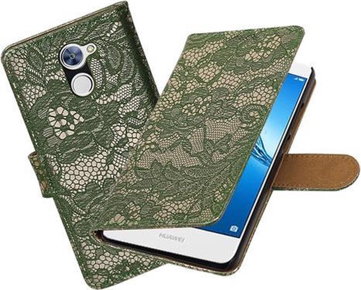 BestCases.nl Huawei Y7 / Y7 Prime Lace booktype hoesje Donker Groen