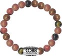 CO88 Collection Elemental 8CB 17017 Rekarmband met Stalen Element - Rhodoniet Natuursteen 6 mm - One-size - Roze / Grijs CO88 Collection Elemental 8CB 17017 Rekarmband met Stalen Element - Rhodoniet Natuursteen 6 mm - One-size - Roze / Grijs