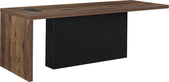 Luxe bureau 220x80x77 cm met stekkerblok eiken en zwart | bol.com