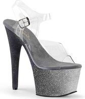 Pleaser - ADORE-708OMBRE Sandaal met enkelband, Paaldans schoenen - Paaldans schoenen - 40 Shoes - Grijs/Zwart