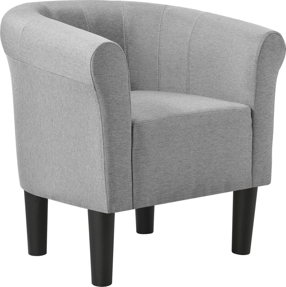 en.casa Kuipstoel Ariel schelpen fauteuil stof 70x70x58 cm grijs