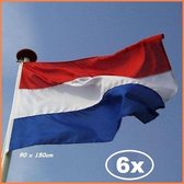 6x Vlag Nederland 90 x 150 cm - Holland vlag EK WK landen Nederlands voetbal sport en spel