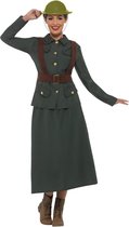 Smiffy's - Leger & Oorlog Kostuum - Engelse Tweede Wereldoorlog Soldaat - Vrouw - grijs - Medium - Carnavalskleding - Verkleedkleding