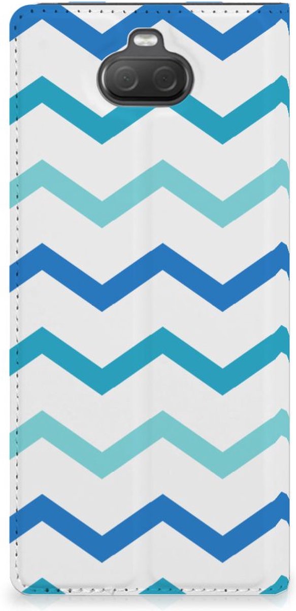 Sony Xperia 10 Plus Hoesje met Magneet Zigzag Blauw
