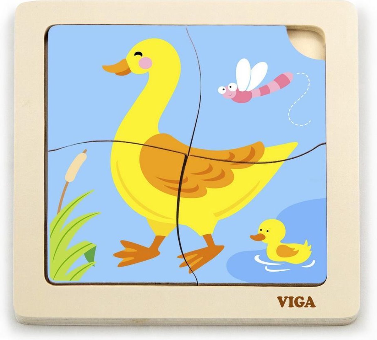 Viga Toys Legpuzzel Eend Junior 15 Cm Hout 4 Stukjes