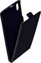 Lederen Sony Xperia T3 / Style Flip Case Cover Hoesje Zwart