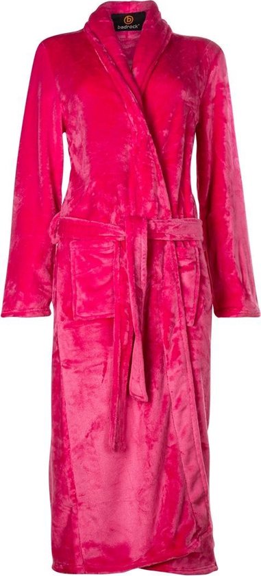 Maak een sneeuwpop Afbreken tot nu Roze badjas S/M - fleece badjas dames - sjaalkraag | bol.com