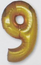Folie ballon cijfer 9, goud +/- 92 cm