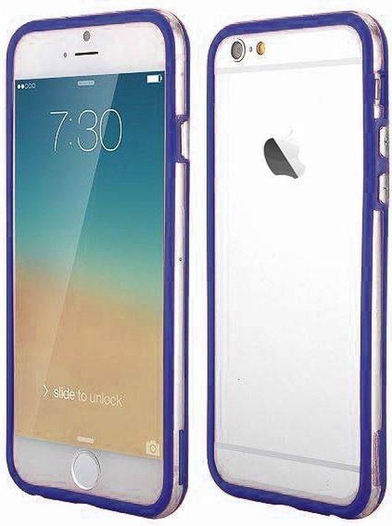 Bol Com Apple Iphone 7 4 7 Inch Bumper Case Donker Blauw Dark Blue Transparant