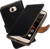 MP Case Zwart Vitage lederlook PullUp Map voor de Huawei Y5 2 / Y5II wallet cover - book case - hoesje
