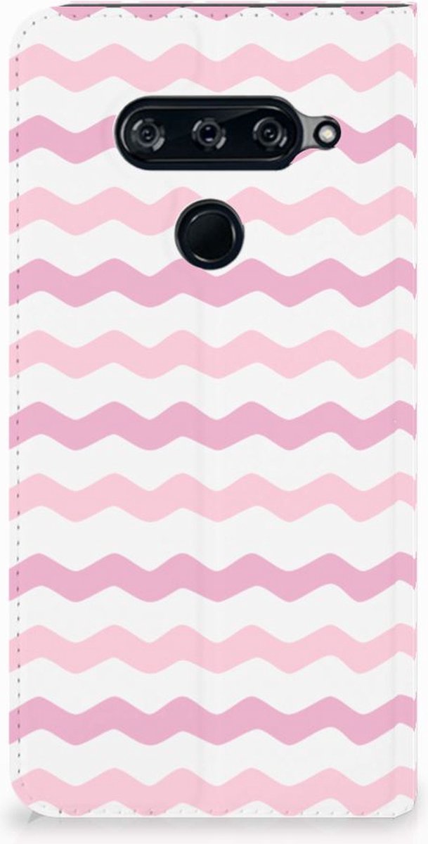 LG V40 Thinq Hoesje met Magneet Waves Roze