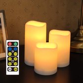 LED kaarsen 3 stuks | vlamloze en veilige LED waxine lichten voor binnen en buiten | spat water bestendig | led kaars | led-kaarsen met kleurverandering | afstandsbediening en timer | batteri