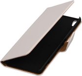 Wit Effen booktype wallet cover - telefoonhoesje - smartphone hoesje - beschermhoes - book case - hoesje voor Xiaomi Mi 5