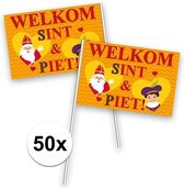 50 Welkom Sint en Piet zwaaivlaggetjes - sinterklaas vlaggetjes