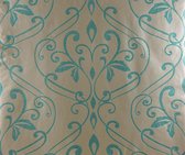 Dutch Wallcoverings Vliesbehang damast - turquoise/glans