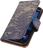 Mobieletelefoonhoesje.nl - Bloem Bookstyle Hoesje voor Samsung Galaxy J1 Blauw