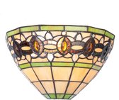 LumiLamp | Wandlamp Tiffany 30*15*17 cm E14/max 1*40W | Multi | Glas | Complete Tiffany stijl bruin groen beige glas in lood wan