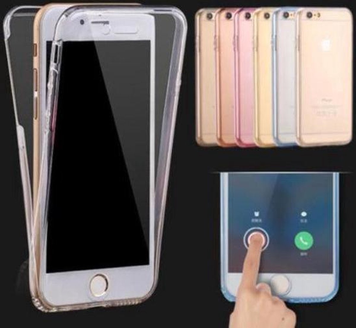 SMH Royal - Shockproof 360° iPhone 6 / 6S Siliconen Ultra Dun Gel TPU Hoesje Full Cover / Case - Rose Goud Transparant