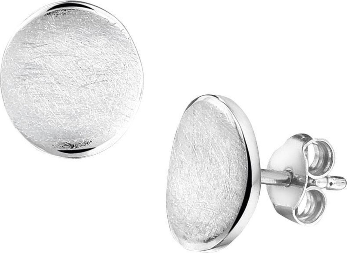 The Jewelry Collection Oorknoppen Gescratcht - Zilver Gerhodineerd