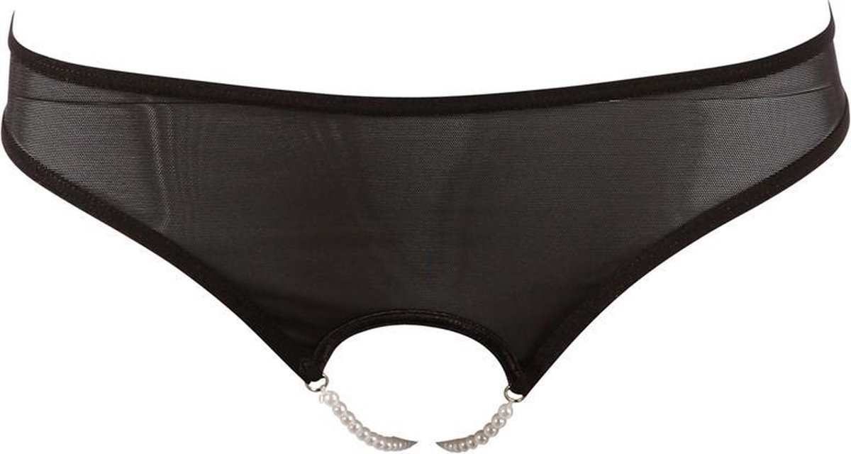 Goedkoopste Cottelli Collection – Parelstring Slipje met Open Kruis voor een Aantrekkelijk en Uitdagend Gevoel – Maat L – Zwart