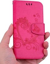Samsung Galaxy S9 Bookcase hoesje hartjes/bloemen/vlinder roze