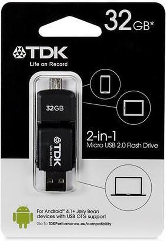 TDK USB 2.0/Micro-USB Zwart USB flash drive | bol.com