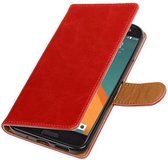 Pull Up TPU PU Leder Bookstyle Wallet Case voor HTC 10 Rood