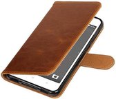 Zakelijke Book Case Telefoonhoesje Geschikt voor de HTC Desire 825 - Portemonnee Hoesje - Pasjeshouder Wallet Case - Bruin