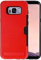 Rood Tough Armor Kaarthouder Stand Hoesje voor Samsung Galaxy S8 Plus