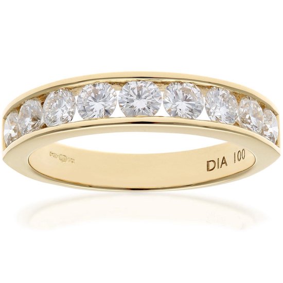 18k Geel Gouden Diamant Eeuwigheid Ring, HS/I Gecertificeerde 1,00cd Diamant  met... | bol