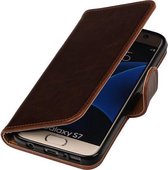 Mocca Pull-Up PU booktype wallet cover hoesje voor Samsung Galaxy S7