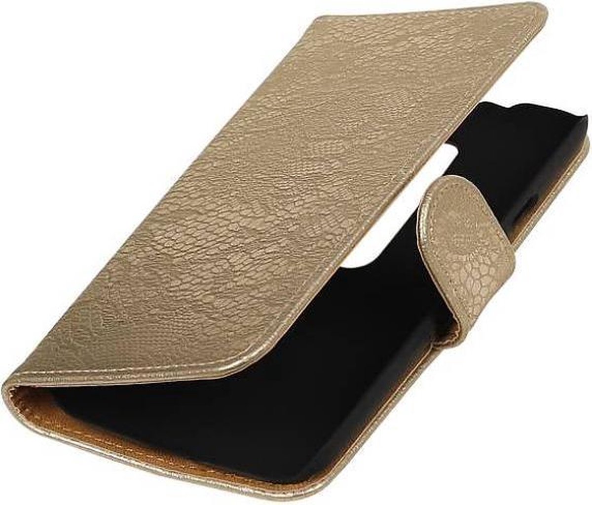 Lace Bookstyle Wallet Case Hoesjes Geschikt voor Moto G (3nd Gen) 2015 Goud