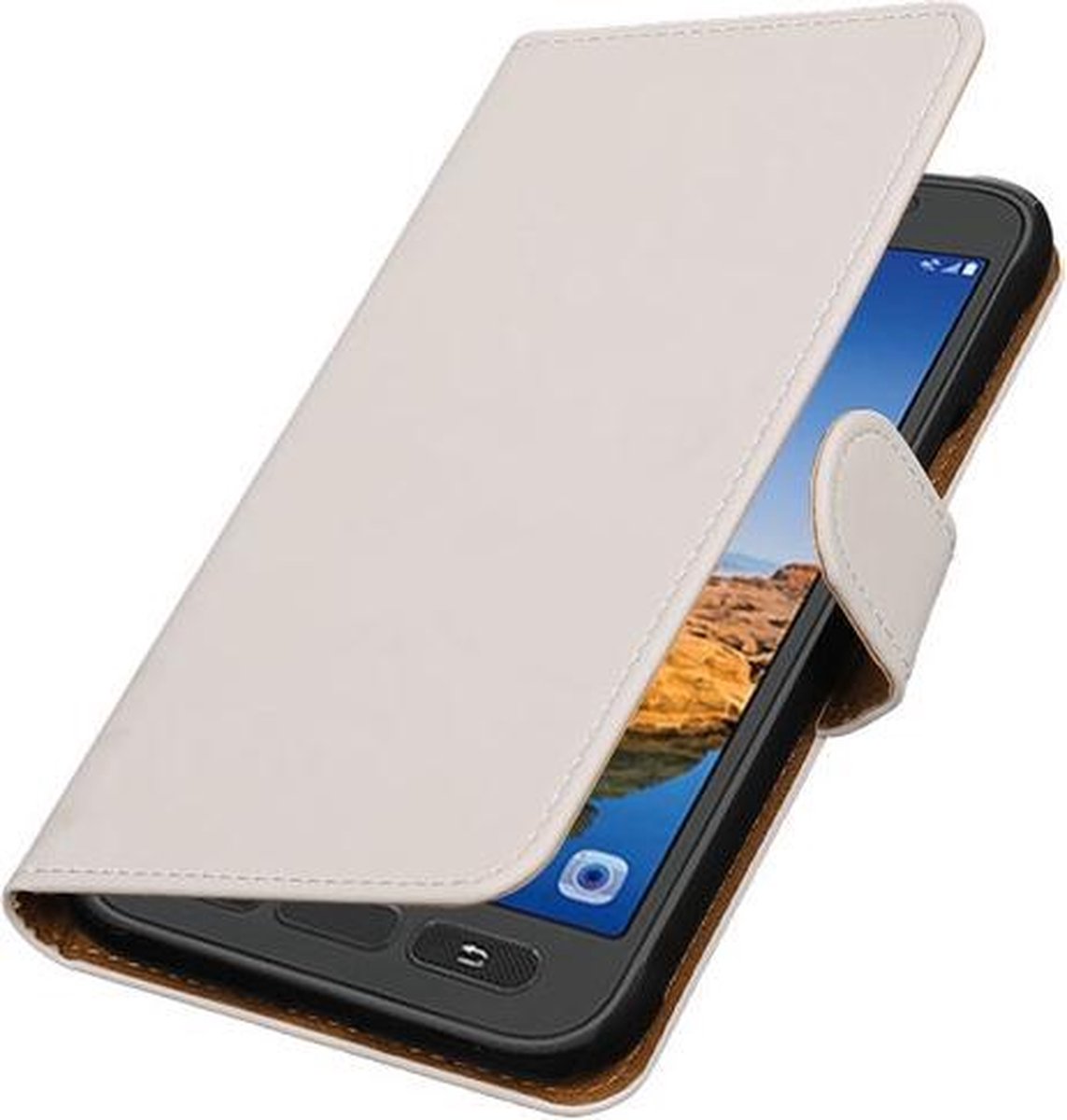 Wit Effen booktype wallet cover hoesje voor Samsung Galaxy S7 Active