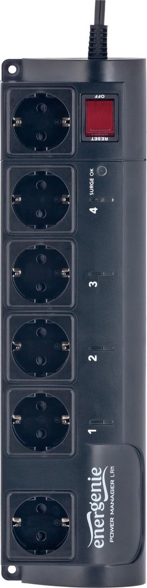 REV Rallonge multiprise avec fiche plate 3x 2m, noir - Accessoires