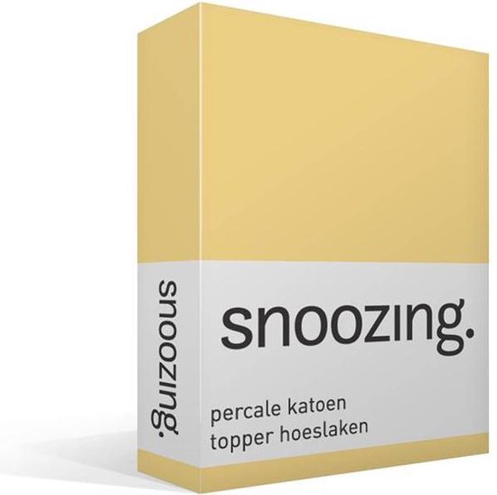 Snoozing - Topper - Hoeslaken  - Eenpersoons - 90x220 cm - Percale katoen - Geel