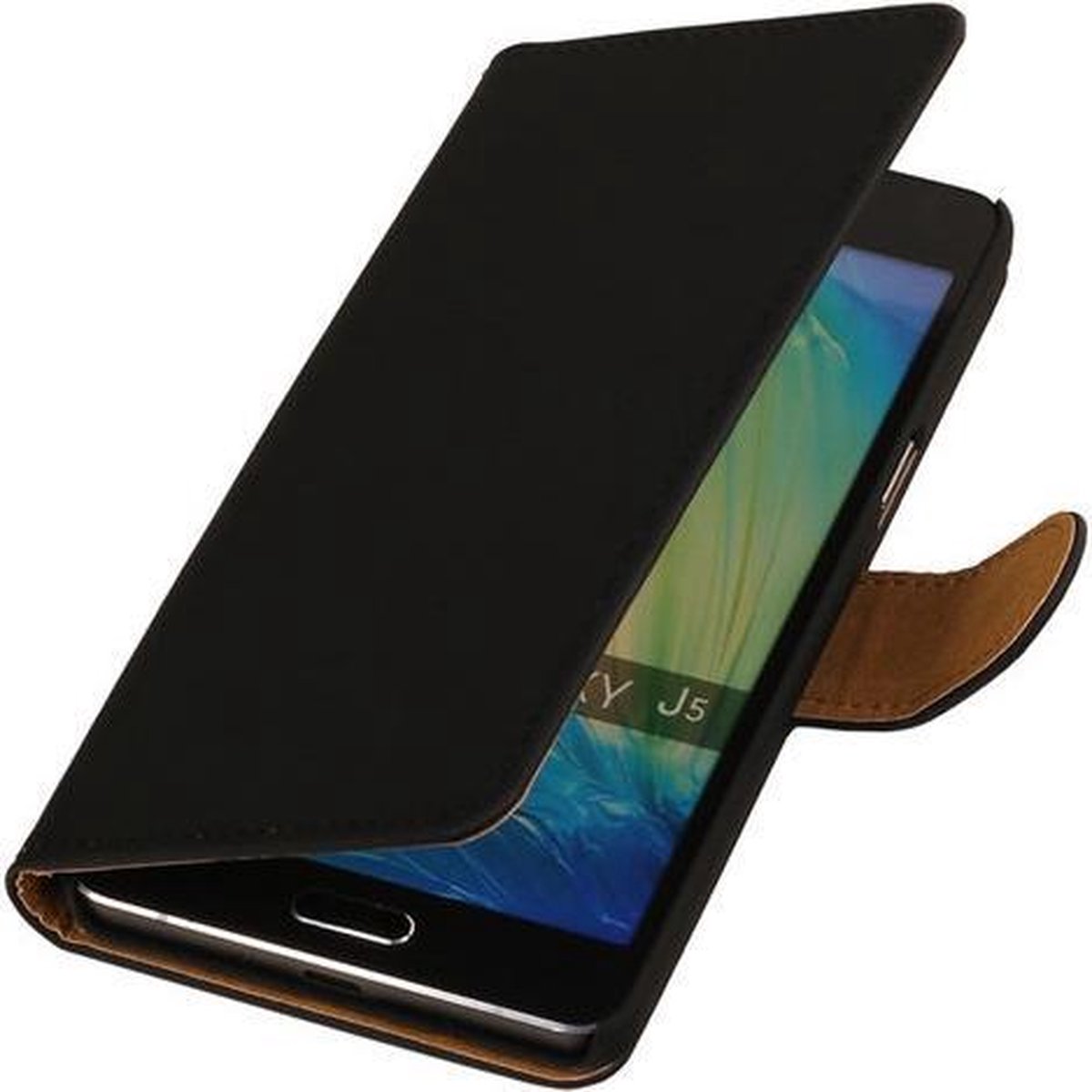 Samsung Galaxy J5 2015 Effen Booktylet Hoesje Zwart