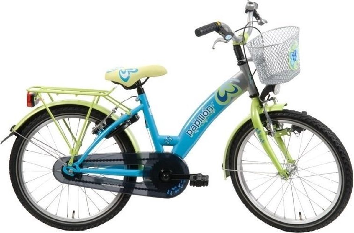 Bikefun Papillon - Fiets - Meisjes - Geel;Blauw - 43 cm | bol.com