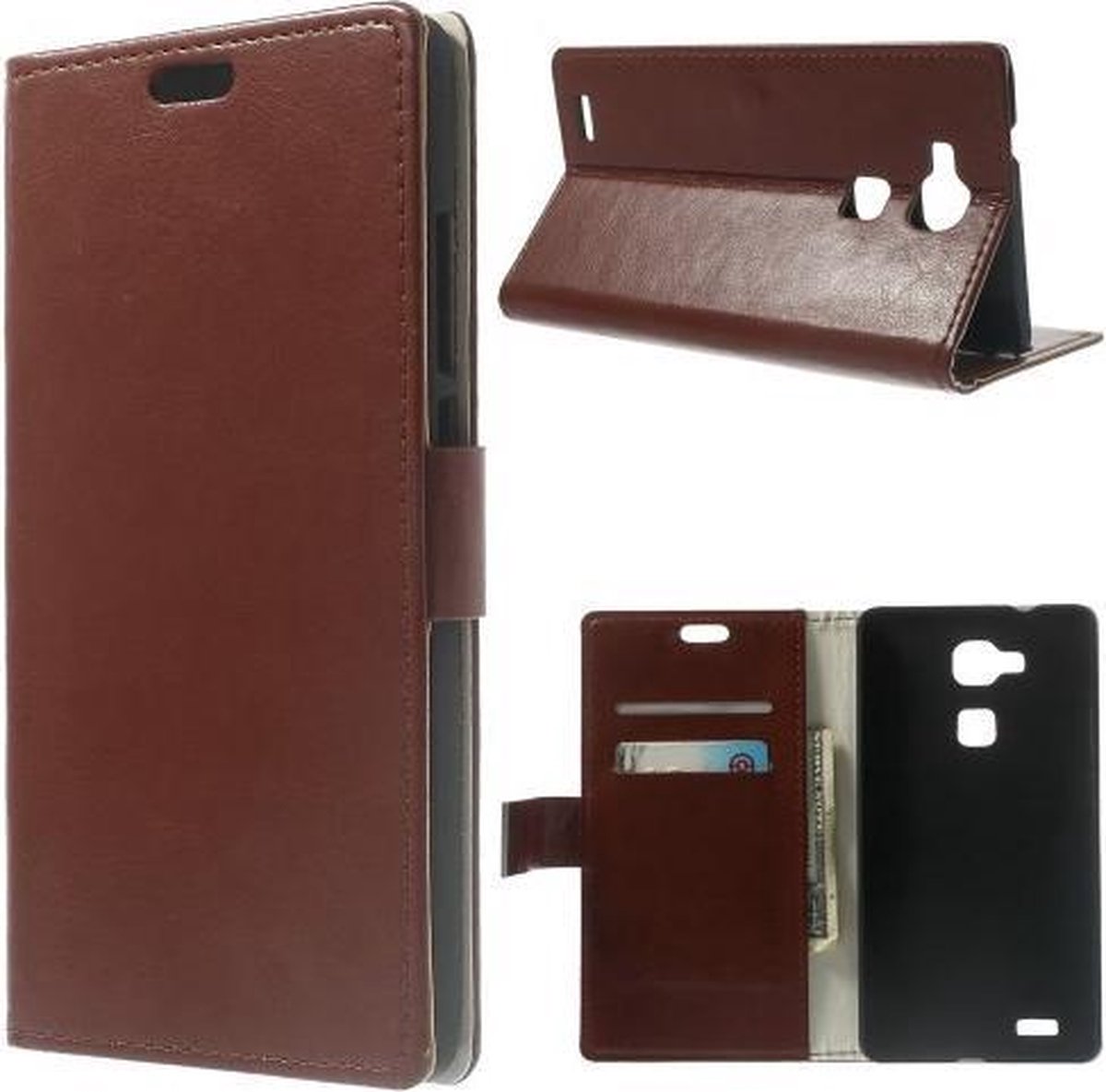 Magnetic Wallet hoesje Huawei Ascend Mate 7 bruin