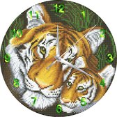 Diamond Painting Crystal Art Kit ® Sunset Tiger & Cup, doorsnee 30 cm, Unieke Partial Painting Clock