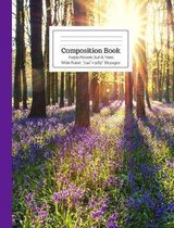 Composition Book Purple Flowers, Sun and Trees Wide Ruled