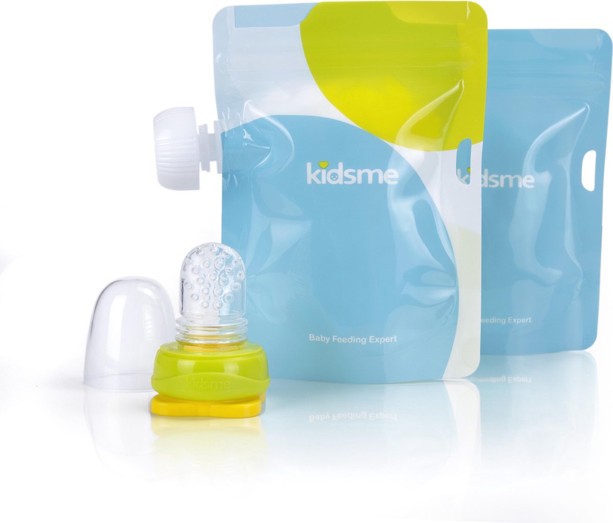 Kidsme Reusable Food Pouch with Adaptor set Lime