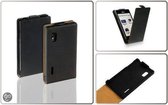 LELYCASE Flip Case Lederen Hoesje LG Optimus L5 Zwart