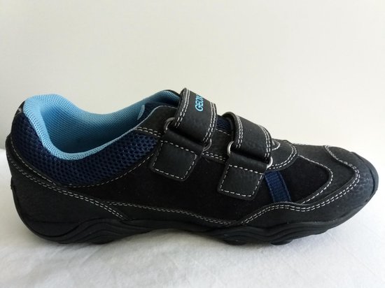bol.com | Geox Respira J 744 YA - leren sneakers laag - jongens - maat 33 -  zwart met klittenband