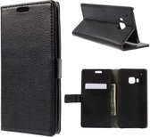 Litchi Cover wallet case hoesje HTC One M9 zwart