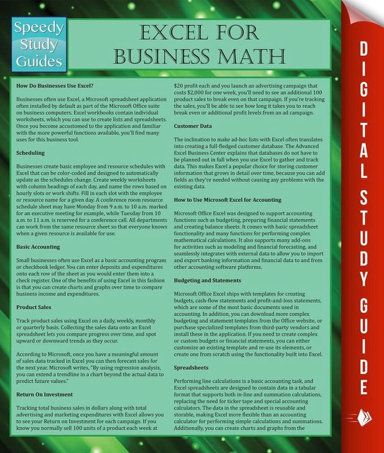 Excel For Business Math - cover