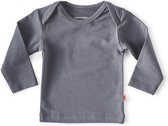 Little Label - baby shirt lange mouw - anthracite - maat: 50 - bio-katoen