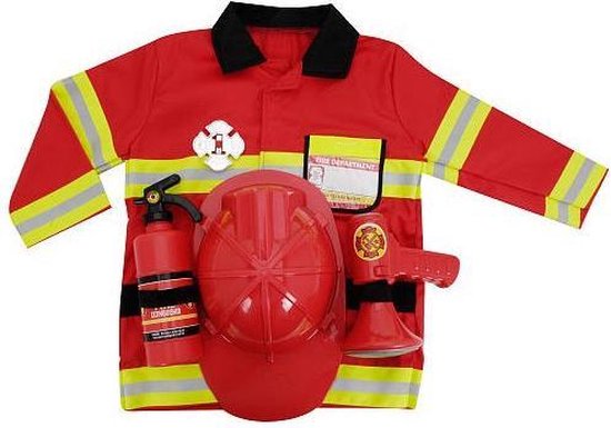 Melissa & Doug Verkleedset met brandweerkostuum (fantasiespel, helder rood, 6-delig, geweldig cadeau voor meisjes en jongens - ideaal voor kinderen van 3, 4, 5 en 6 jaar) - Melissa & Doug