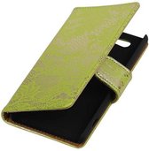 Lace Bookstyle Wallet Case Hoesjes Geschikt voor Sony Xperia Z4 Compact Groen
